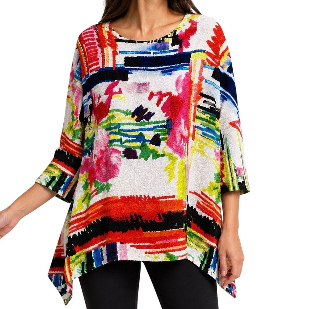NEW NWOT Berek Plus Size 4X (2) Wearable Art Crinkle Blouse Shirt Top Artsy